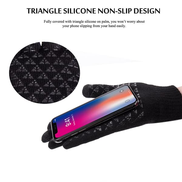 Vinter Herre Dame Touchscreen Varme Termohandsker - Skridsikkert Greb - Strækbart Materiale (sort XL) Black