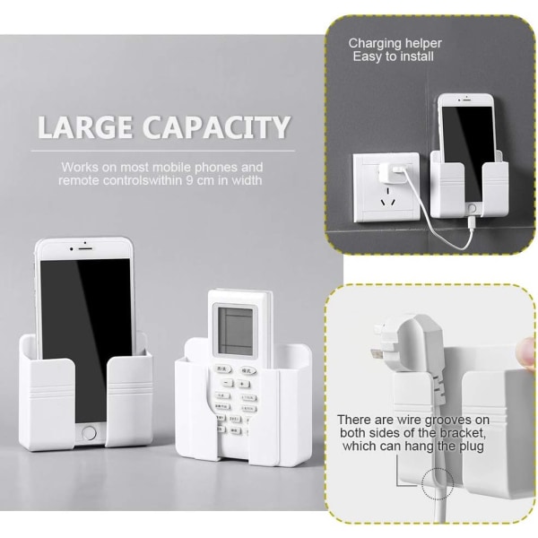 4 st Väggmonterad mobiltelefonladdarehållare, 3M självhäftande mobiltelefonväggstativ (guld)