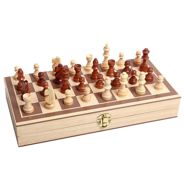 Bärbart hopfällbart magnetiskt schackbräde i trä 29*29cm Föräldra-barnspel