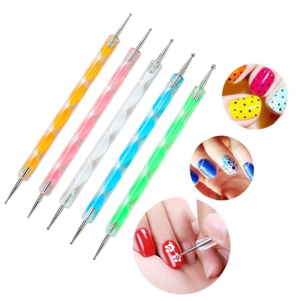 5st Dotting Pen Strass Nail Art Dotting Tools för punktmarmorering