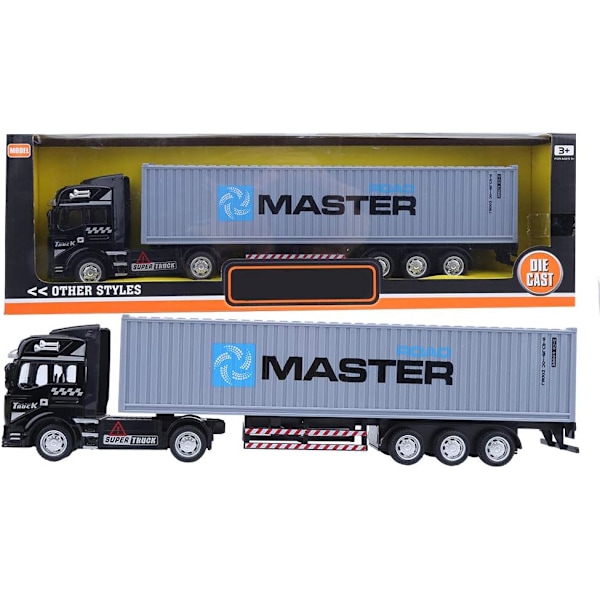 1:48 Legering Container Truck Modell Leksak Hög Simulering Fordon Släpvagn Modell Leksak (grå) gray