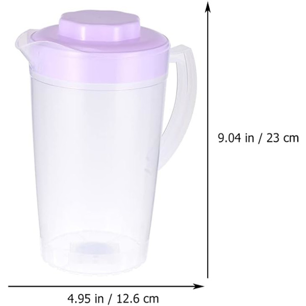 Plastkanna för kylskåp: 2 liters karaff 2 delar lila grönt lock för juice vatten drycker