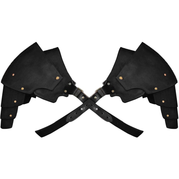 Steampunk axelskydd för män i PU-läder, retro medeltida axelskydd, justerbart Black