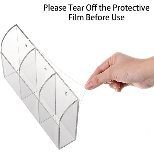 Väggmonterad fjärrkontroll transparent förvaringslåda (tre fack)