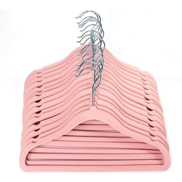 20 st Baby Anti-Slip Klädhängare Slim Space Saving 360° Swivel Hook (rosa)