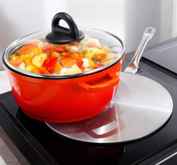 24 cm Varmefordeler til Induktionskogeplade, Kogeplade Simre Ring Disk, Rustfrit Stål 9.45inch