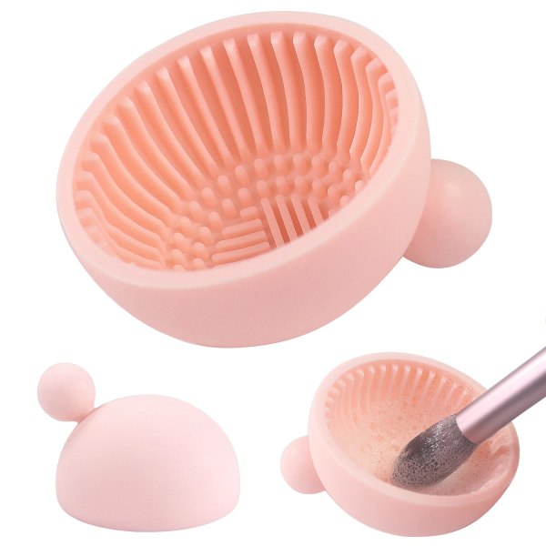 Rengöringsskål för sminkborste, rengöringsdyna för borstar, rengöringsmattor för sminkborste i silikon (rosa) Pink