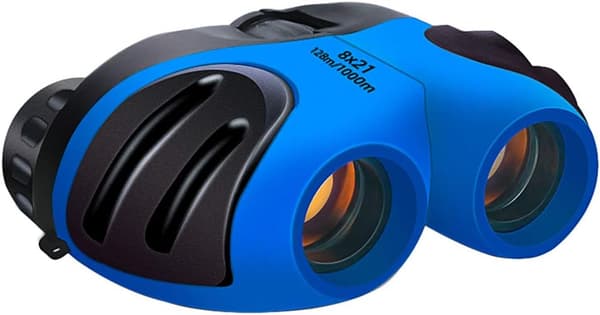 Kikkert for barn, 8x21, gummi - Mini kompakt zoomleketøy gave til gutter og jenter (blå) blue