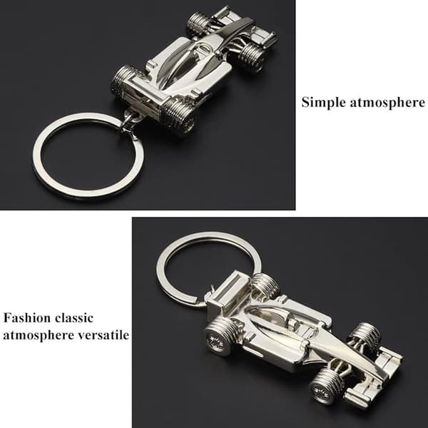 3D miniatyr racingmodell solid bilnøkkelanheng En flott gave til menn og kvinner, sølv