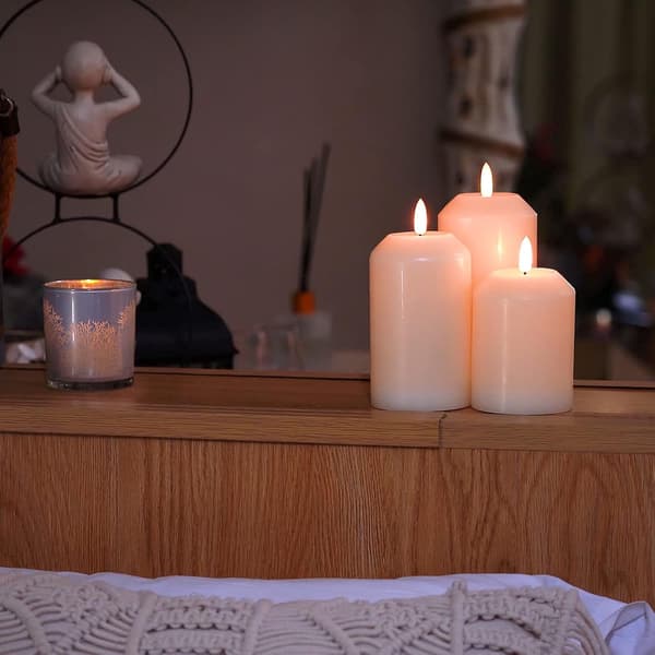 LED-stearinlys med fjernkontroll og timer for juledekorasjoner - Sett med 3