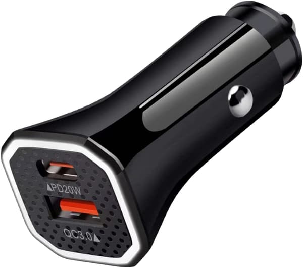 USB C billader sigarettenneradapterplugg billader PD20W 3.0 dobbel port hurtiglading