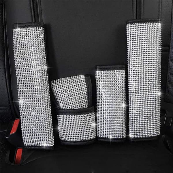 Universal bilhåndbremsdeksel, bling-rhinestone håndbremsspakdeksel, bilinteriør i PU-skinn