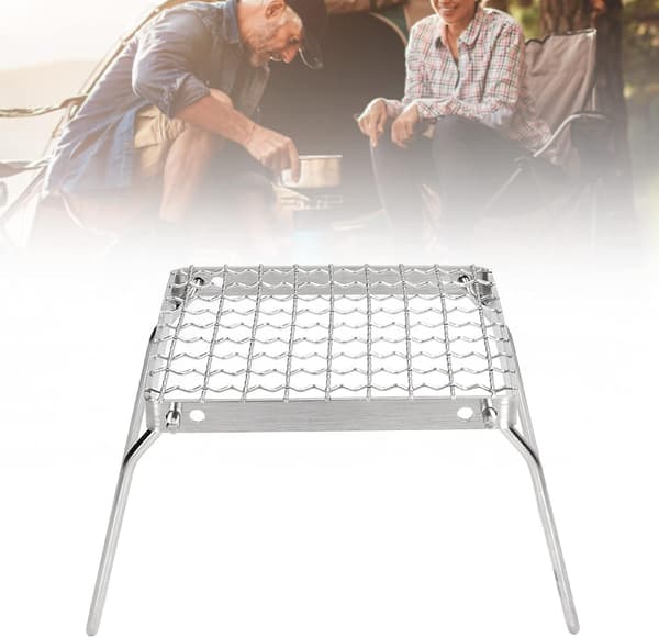 Bærbar bålgrill Mini sammenklappelig grillrist i rustfrit stål campinggrill til udendørs brug