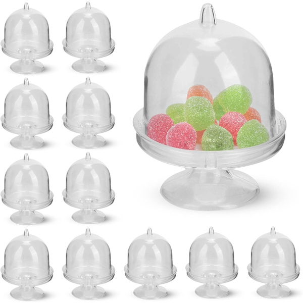 12 st mini godisbox, transparent plast macaron presentask med kupolskydd (transparent) color 1