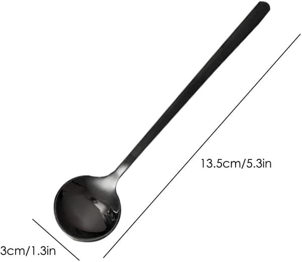 Pakke med 8, sorte espressoskeer i rustfrit stål, sæt, 13,5 cm