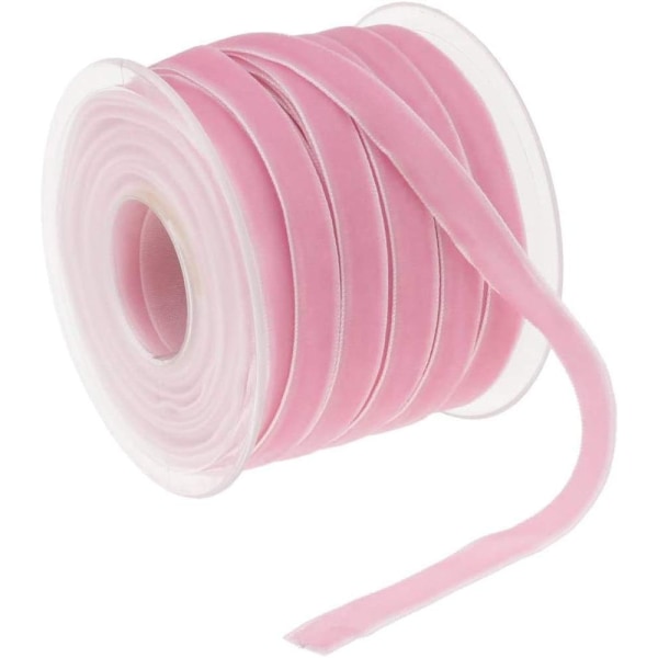 20 Yard 10 mm bred sammetsbandrulle för hantverksdekoration - Rosa Pink