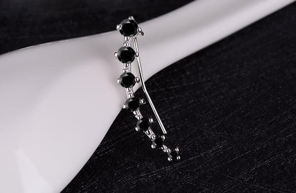 Sterling Sølv Fuld Diamant Øreringe Hypoallergene Øreringe (Sort Diamant) Black