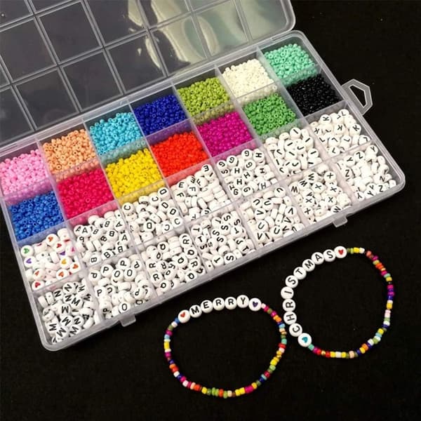 Halskædeperler Alfabet Glas Hjerteform Smykker Armbånd Tilbehør