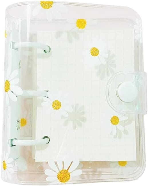 Mini Daisy 3 ringbindsomslag klare PVC notesbogomslag løsblad (hvid) White