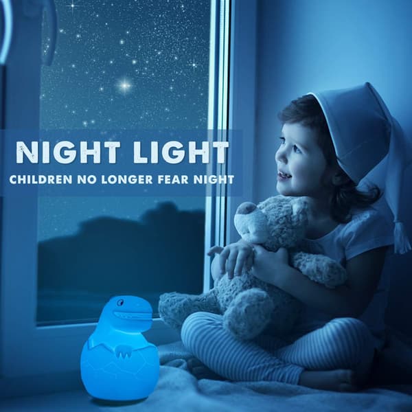 Barnas silikon fargeskiftende LED dinosaur egg nattlys