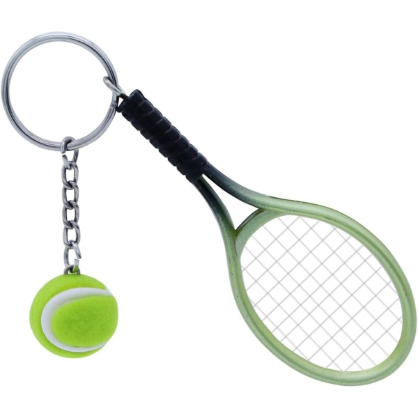 Tennisracket nyckelring, grön sportnyckelring, mini tennisbollshängegåvor