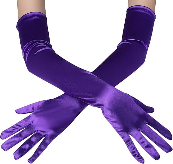 Aftenhanske damehanske lang sateng gant bryllup sateng kjole tilbehør til kveld elastisk størrelse 52 (lilla) Purple