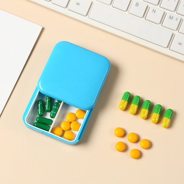 Pillerbox, 2 fack pillerbox, liten pillerbox, fuktbeständig för resor och daglig användning (gul) Yellow