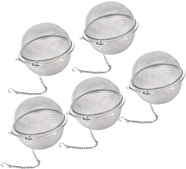 5 te-infusere i rustfritt stål med forlenget kjedekrok og ekstra finmasket for infusjon