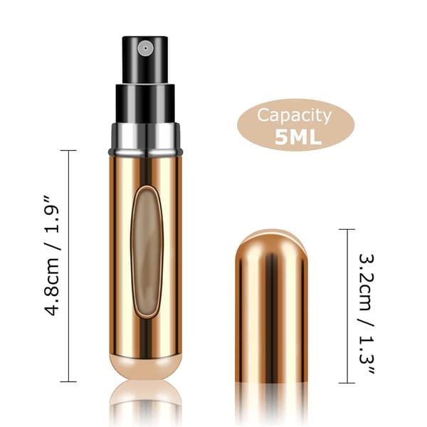 2 stk påfyllbare parfymeflasker, bærbar mini separat parfymeflaske, reise- og utfluktspraydispensere 5 ml/0,2 oz (gull) Gold