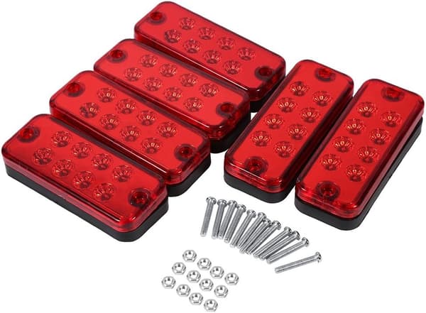 6 stk. 12V 8 LED Lastbil Trailer Sidemarkeringslys Indikatorlamper (Farve: Rød)