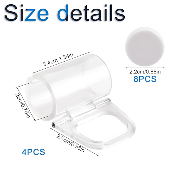 4 st sladdlösa rullgardiner nyanser transparent handtag passar 20 mm stång för rullgardiner fönsterpersienner