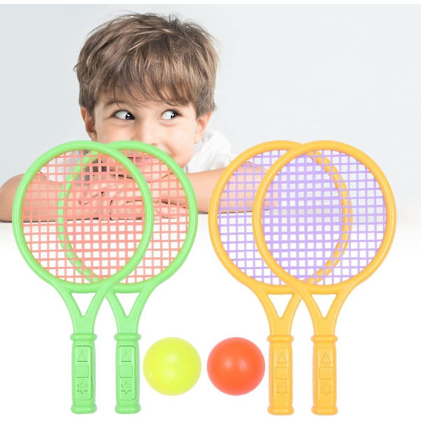 2 set sport tennis set bärbar strand hav boll kit spel för barn vuxna gul grön