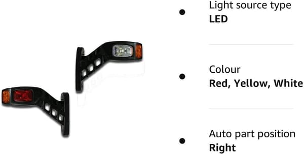 2 x LED Røde Hvide Gule Side Gummi Blinklys Markørlys Stængel Konturlamper til Lastbil Lorry Trailer