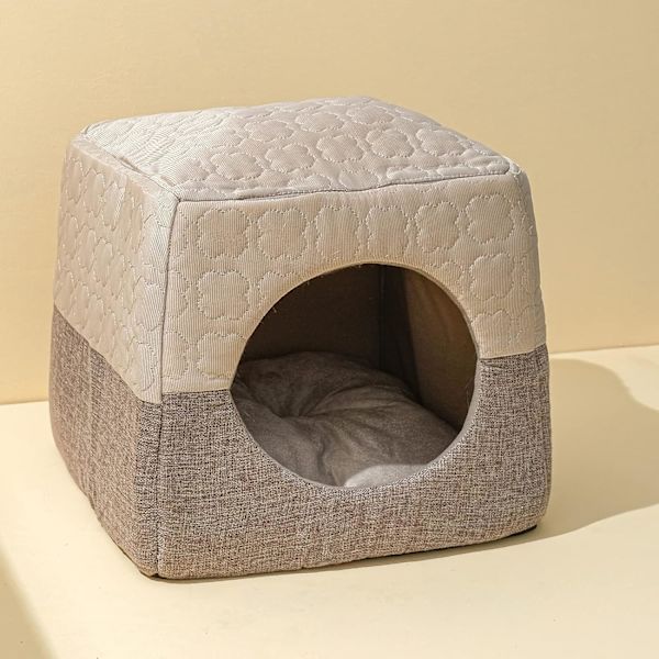 Kattgrotta säng för inomhuskatter upp till 7 kg, 37x33x30cm 3 i 1 varm grotta katthus kattsoffa säng hopfällbar