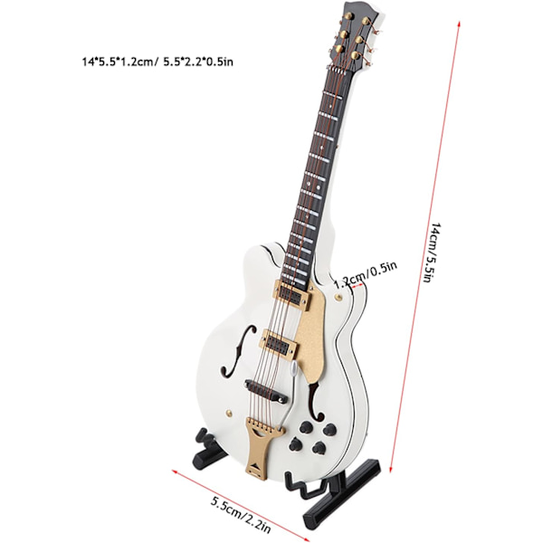 Miniatyrmodell av trägitarr, miniatyrmodell av musikinstrument, hantverksreplika av miniatyrgitarr