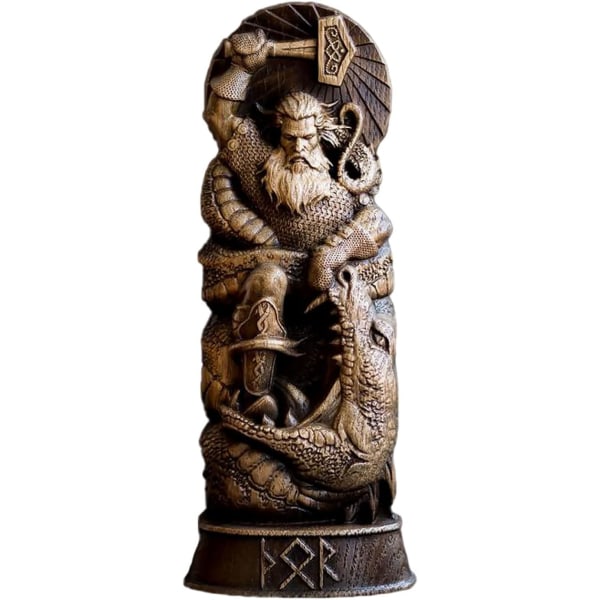 Odinfigur, dekorativ vikingastaty, dekorativ skandinavisk tysk gud Wodan, Nordic God vinskåp (Thor) color 2