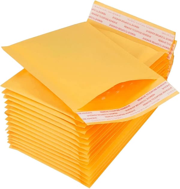 100 stk boblekonvolutter 12 x 19,5 cm - Vatterte konvolutter - Gul, KRAFT papir
