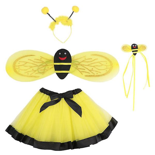 1 set Festival Bi-vingad kostym Barn Mesh kjol Fest Cosplay Dekor Gul