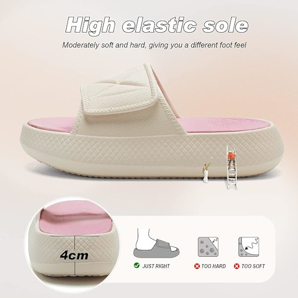 Badsandaler Damtofflor Molnskor Herrsommar Mysiga Slides Cloudyzz Tofflor Halkfria（vit rosa） White Pink