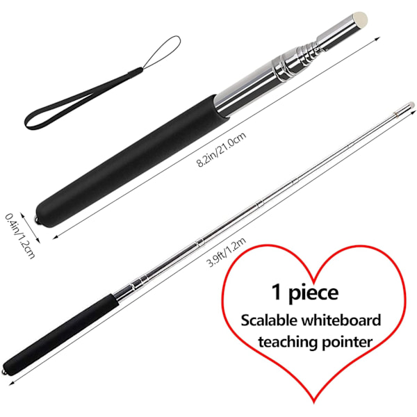 Whiteboard Board Pointer Retractable Telescopic 1.2 m Key Band Teacher Classroom