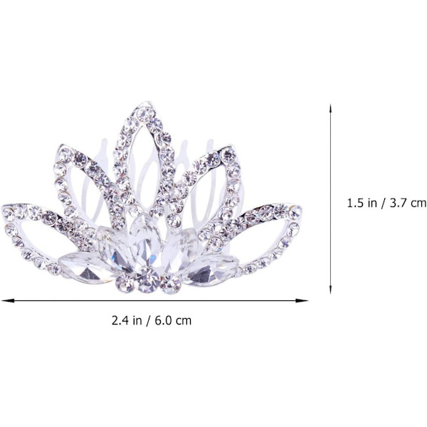 1 st Mini Kam Prinsessa Tiara Strass Hårklämmor för Bröllopshår(vit) White