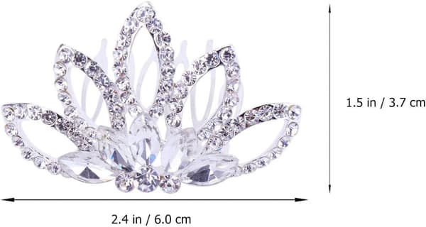 1 stk Mini Kam Prinsesse Tiara Rhinestone Hårklemmer til Bryllupshår (hvid) White