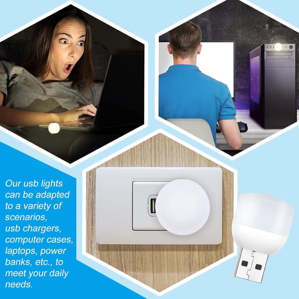 16 stk. USB-hjemmenattlys LED plug-in bærbart omgivelseslys (varmhvit)