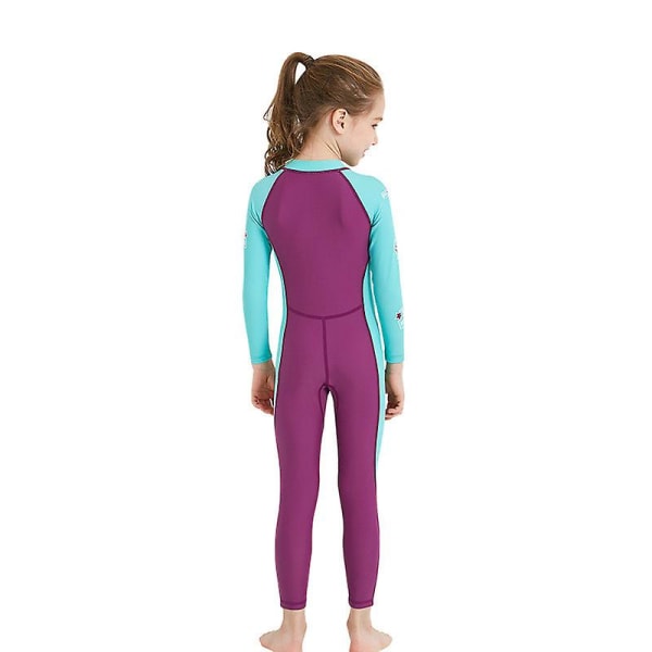 Barnbaddräkt Långärmad dykardräkt Badkläder Helkroppssurfing våtdräkt UV-skydd, L storlek Rose Red l