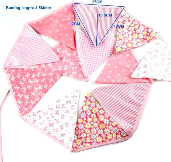 Fest vimpel trekant flagg stoff banner streng vimpler bursdagsdekorasjon (rosa)