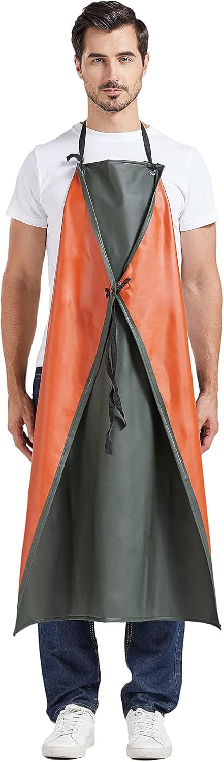 Gummi Forkle Oljebestandig Beskyttende Arbeidsforkle PVC Vanntett Forkle (Army Green)