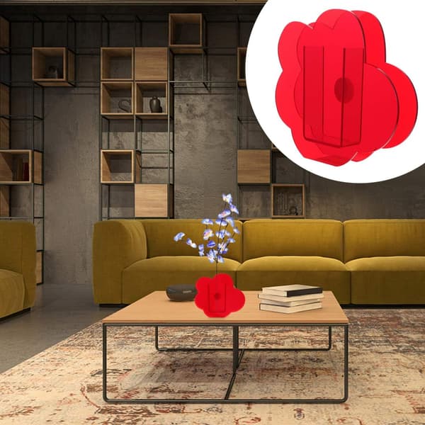 Akryl Skyformet Blomstervase Make Up Børste Penneholder Elegant Moderne Design (Rød)