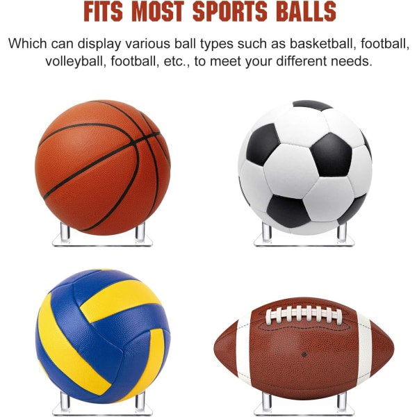 Akrylbolldisplay Transparent sportställ för basket fotbollsvolleyboll (6 delar)