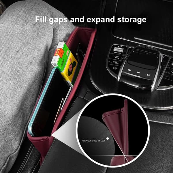 Bilsæde Læder Sædegab Organizer til Telefon Pung RFID Kredit med USB Opladningsport (Rød) Red
