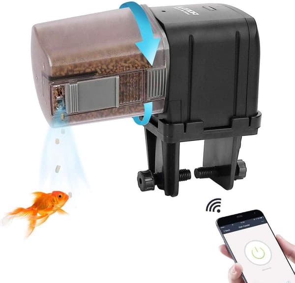 Akvarium Automatisk Foderautomat WIFI-styret Timer Fiskefoderdispenser med LCD-display